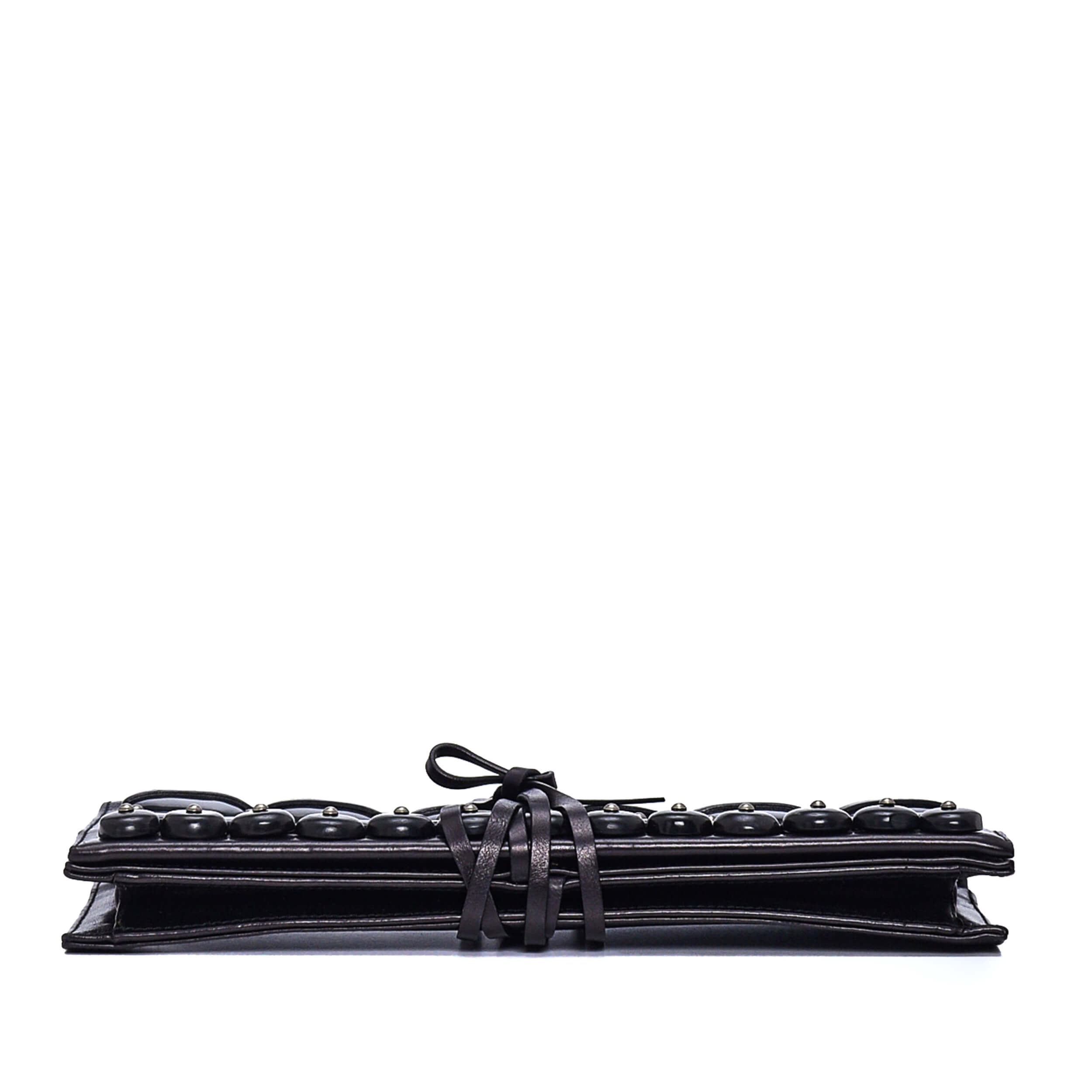 Yves Saint Laurent - Black Leather Stone Detail Clutch